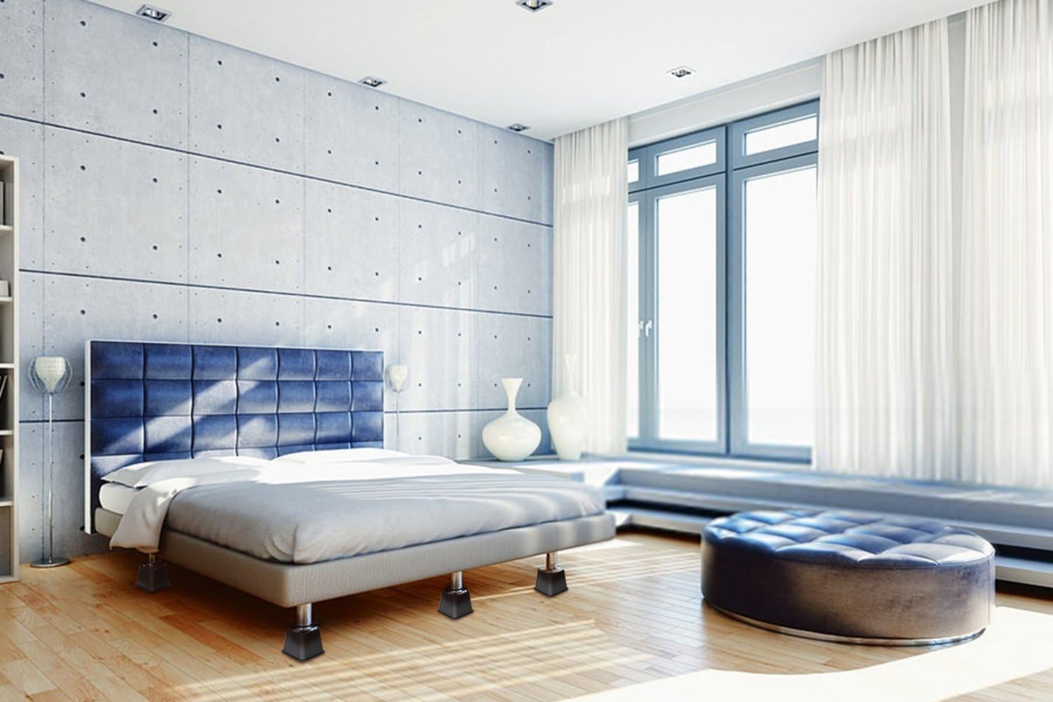 DuraCasa Bed Risers for Additional Under Bed Storage! Reinforced New Heavy-Duty Design to Hold Over 2000 LBS! Furniture, Desk, Sofa, and Chair Lift (6, Black 3 Inch Set of 6) : Home & Kitchen