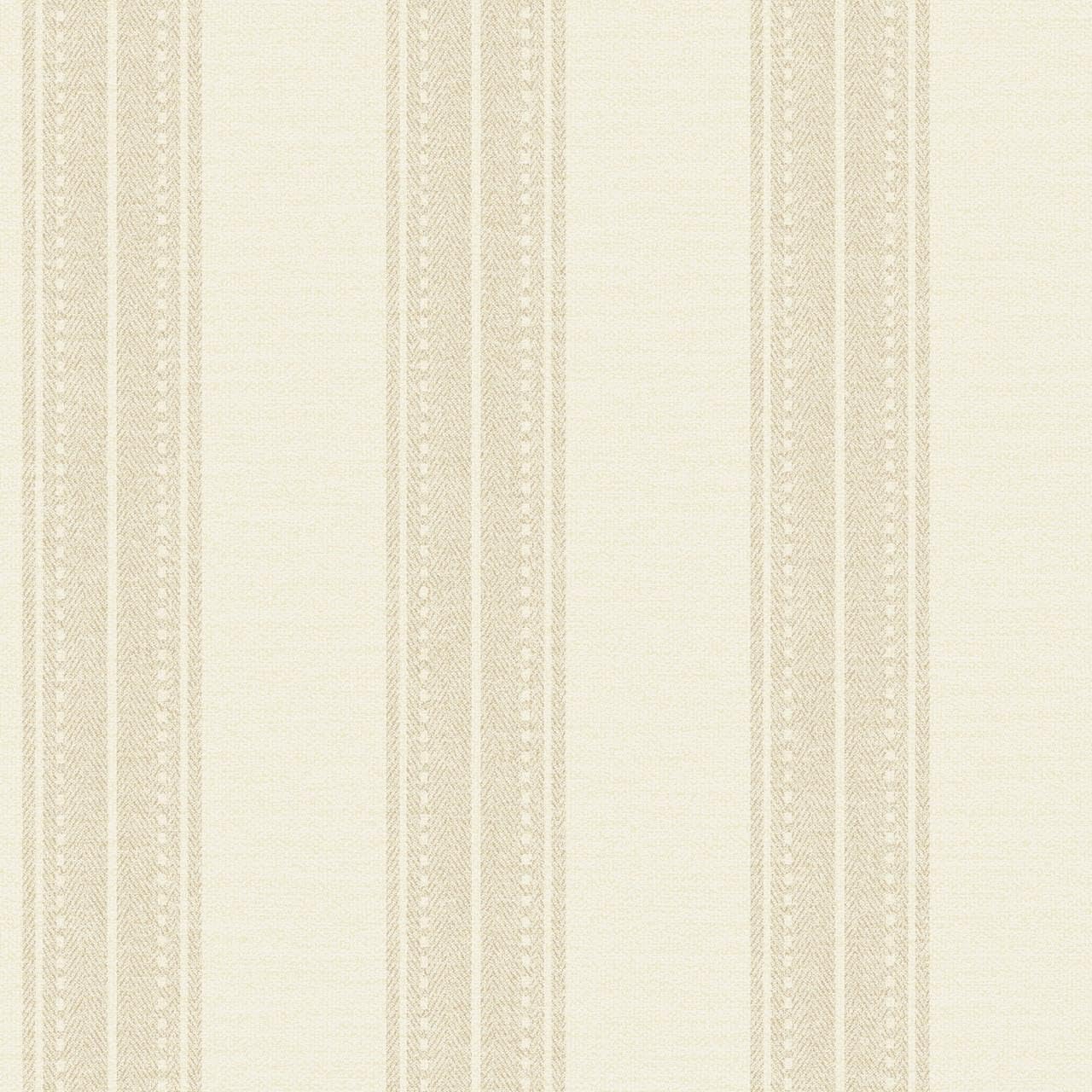 Beige Linen Stripe Wallpaper - Cream Material Effect, Smooth Contemporary Modern, Feature Wall