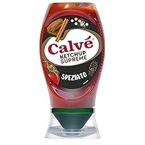Calvé Ketchup Speziato, Formato 250 ml Top Down con Zenzero, Cannella, Pepe e Mix di Spezie Esotiche per Grigliate, Panini e Piatti Vegetariani