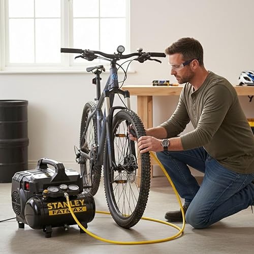Stanley Fatmax Compressor DST 101/8/6 FMXCM00 - Luchtcompressor 8Bar - Stille Compressor 59dB - Tankinhoud 6L - IP43-1450 TPM - Zwart/Geel - 5