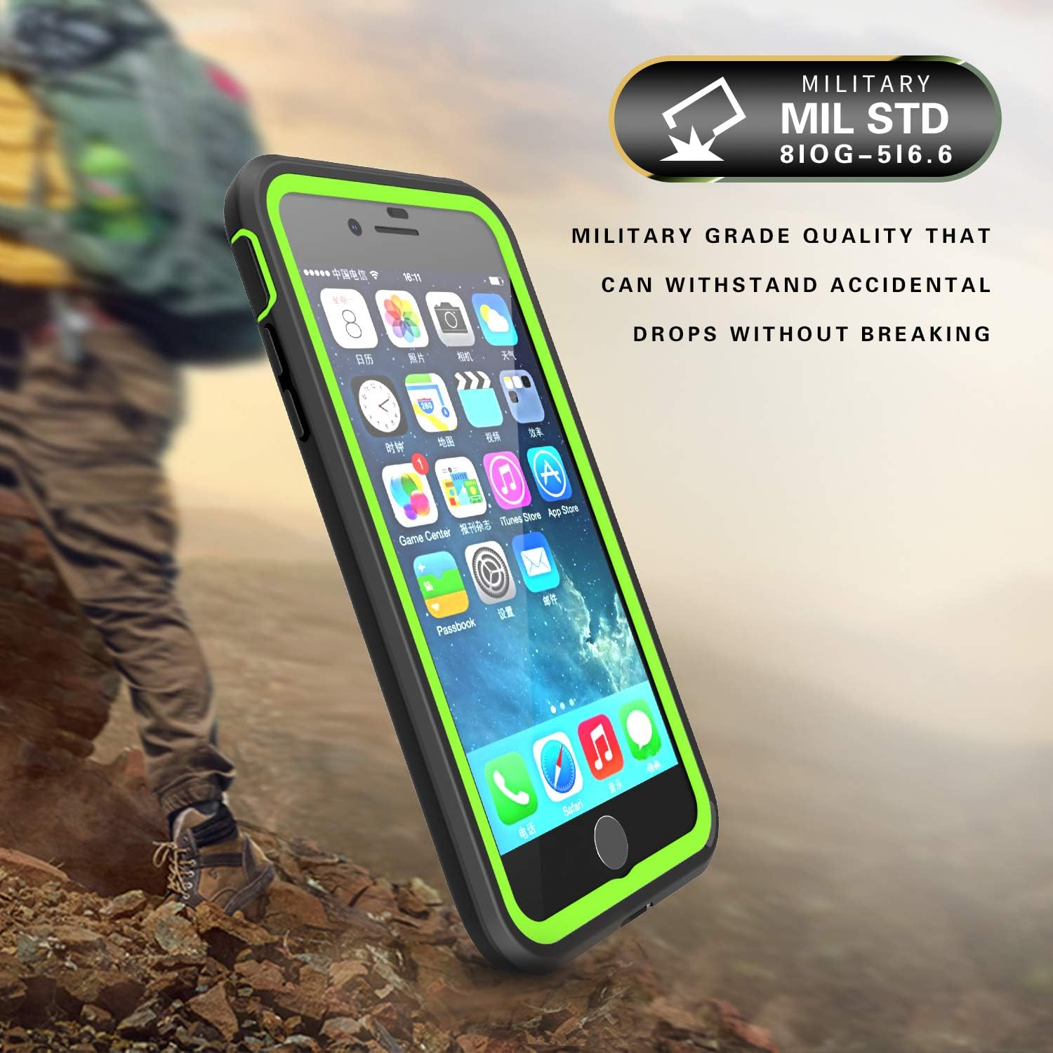 ImpactStrong iPhone 7 Plus/iPhone 8 Plus Case, Ultra Protective Case with Built-in Clear Screen Protector Full Body Cover for iPhone 7 Plus/iPhone 8 Plus (Lime Green)