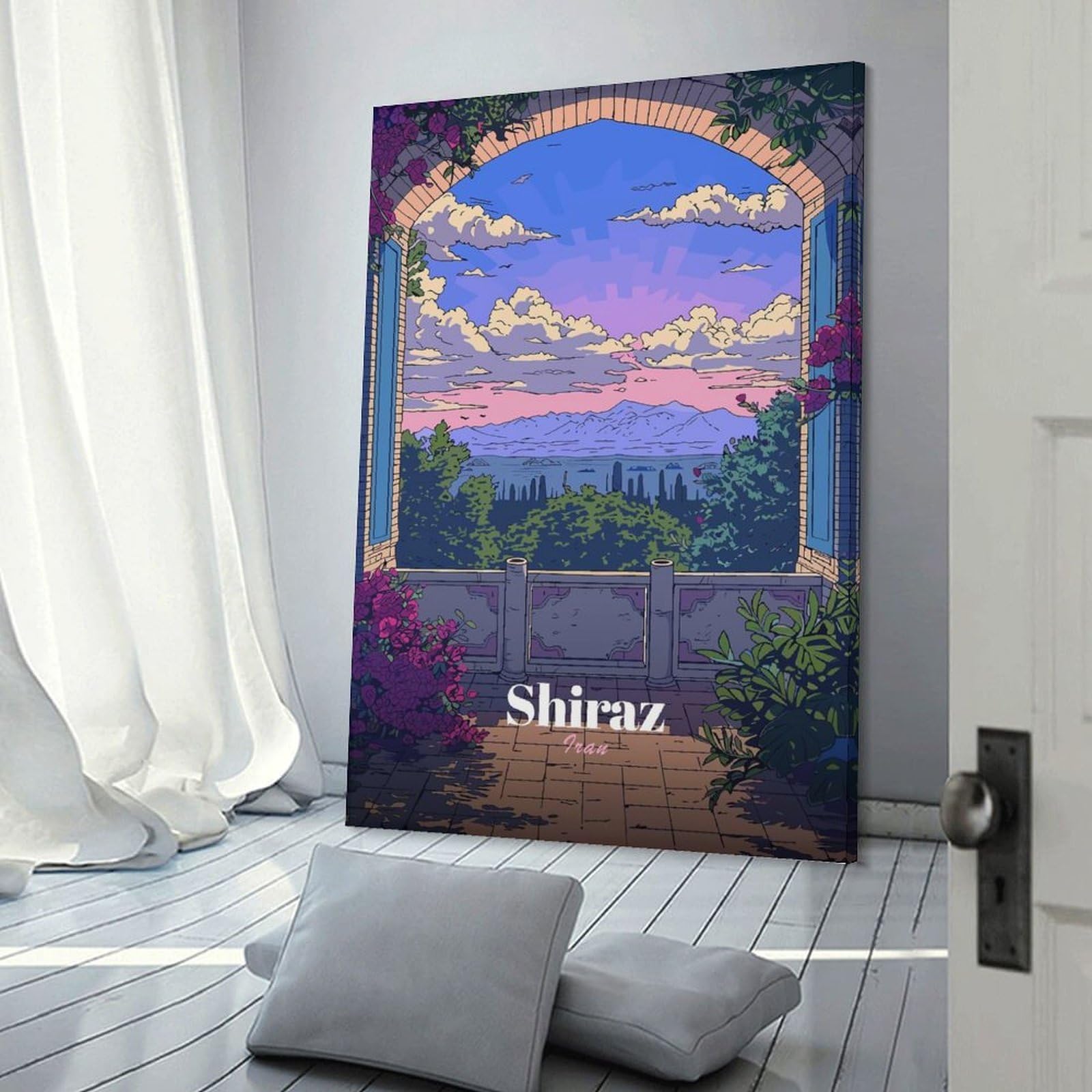 Junmoney Shiraz Iran Balcony View Canvas Art Print, 24x36inch(60x90cm), for Living Room, Bedroom Or Home Office, A Wall Art Gift for Fresh Interiors