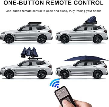 Fully Automatic Car Tent, Automatic Car Rainproof Sunshade Umbrella, with 5000mAh Removable Battery, Electric Folded Umbrella,Blue-B