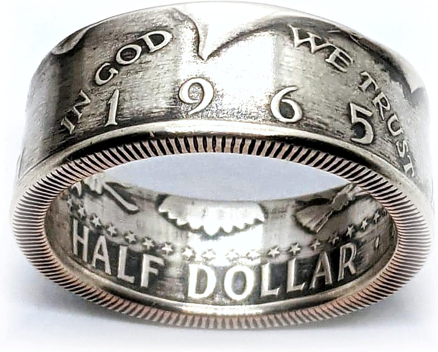 Handcrafted Coin Ring -1965 JFK Silver Half Dollar - 61st Birthday Gift Anniversary