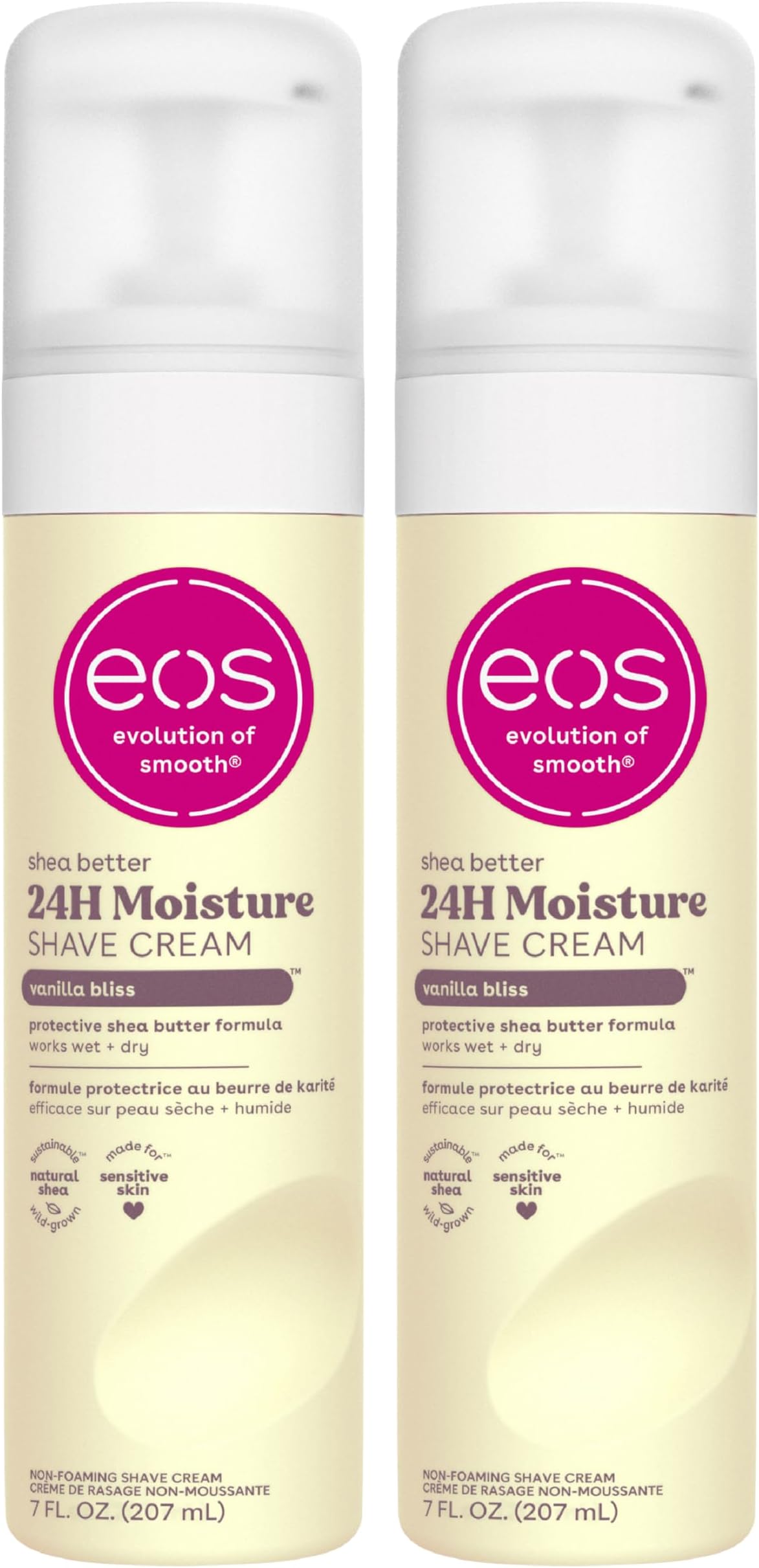 eos Shea Better Women's Shave Cream- Vanilla Bliss, Shea Butter Skin Care, Shaving Cream for Women, 14 fl oz, 2-Pack