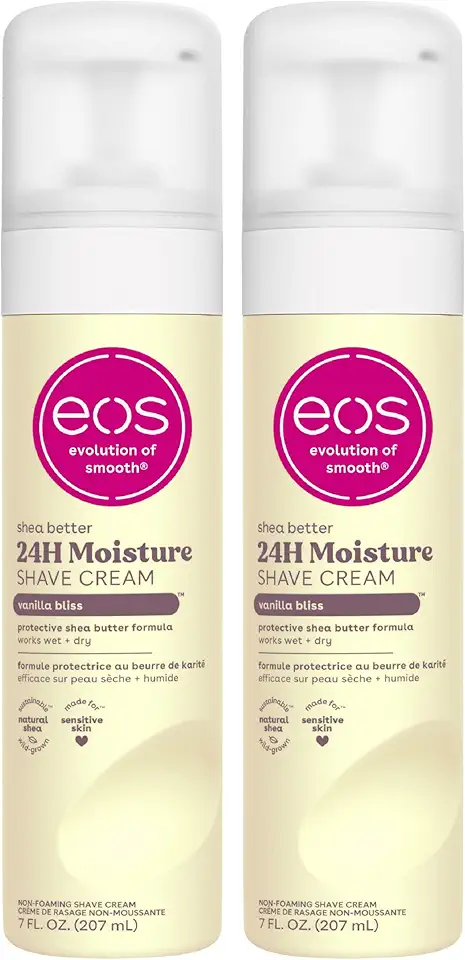 eos Shea Better Shave Cream- Vanilla Bliss, Shea Butter, Aloe Vera, Moisturizing, Shaving Cream for Women, eos Shave Cream, 7 fl oz, 2-Pack
