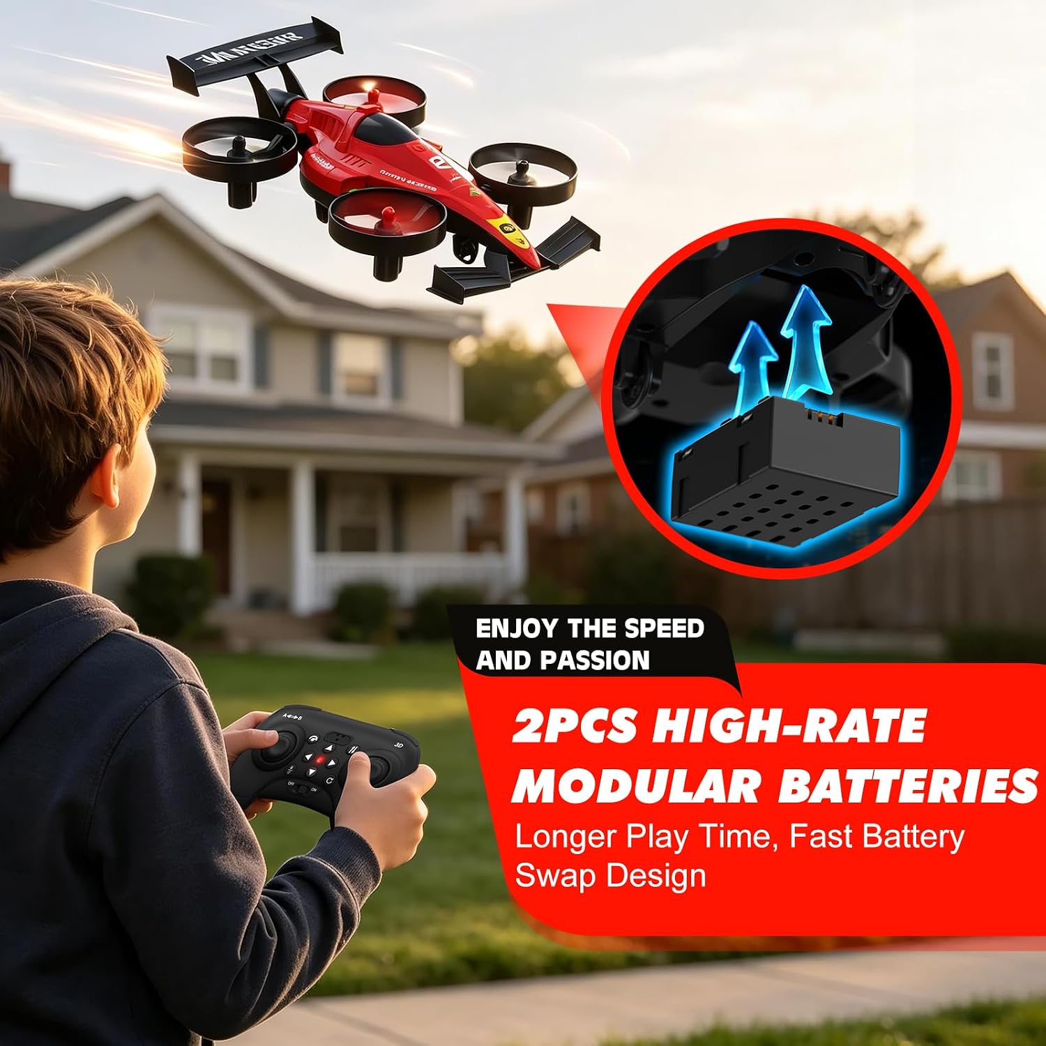 RC Flying Car for Kids Ages 6-12, Features 360°Flips, Altitude Hold, LED Lights, Indoor Outdoor Play, for Boys Girls 8-14 Year Olds image 5