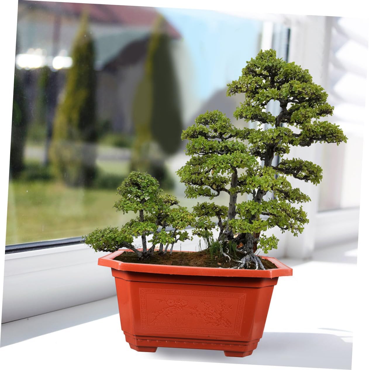 10Pcs Thickened Rectangular Plastic Bonsai Garden Pots with Drainage Breathable Planters for Balcony Windowsill Home Plants Indoor Outdoor Flower Containers