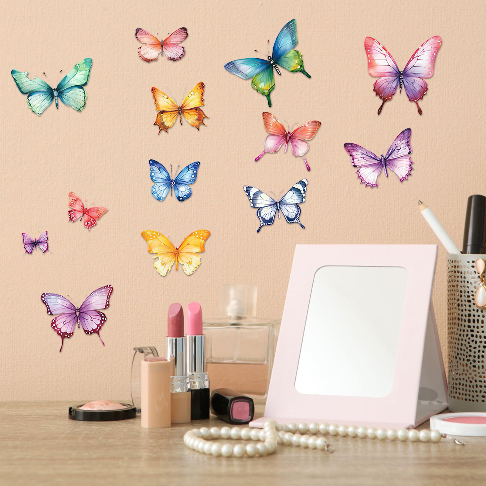 48 Pcs Decalcomania Farfalle Adesivo 3d Da Parete Decorazione Per - Foto 4