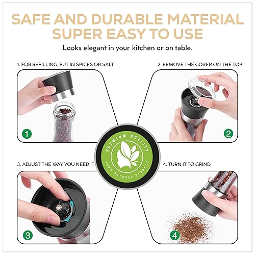 Miniatura 5 de Fasl, Condimento del Himalaya con sal rosa, ajo, chile y romero. Una mezcla muy sabrosa de primera calidad con molinillo de vidrio recargable. 5.5