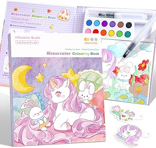 gesboole Coloring Book Water Colouring Book for Children from 3-8 Years - Creative Watercolour Painting Set for Crafts & Learning, Educational Toy and Gift Idea for Boys & Girls Unicorn
