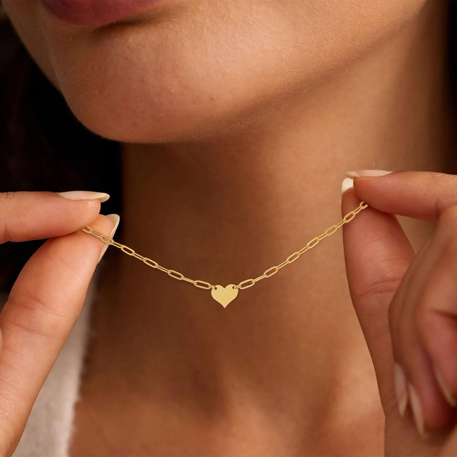 Cute Heart Necklace for Women, Small Cute Stuff for Teen 14K Gold Plated Heart Pendant Choker Necklace Dainty Gold Friendship Necklace Teen Birthday Gifts Trendy Stuff Gold Jewelry Gifts - Image 3