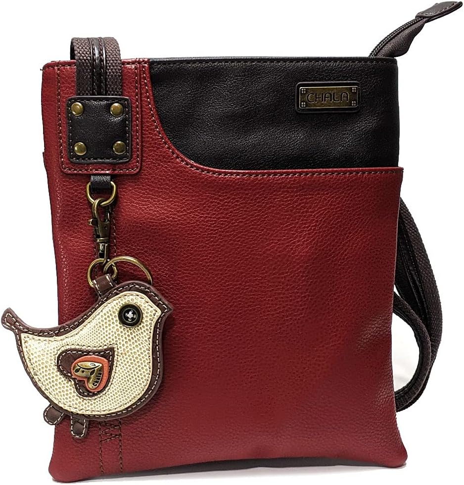 CHALA Crossbody Phone Purse | SOFT PU Leather SWING Bag Detachable Coin Purse (Burgundy_ Baby Chick)