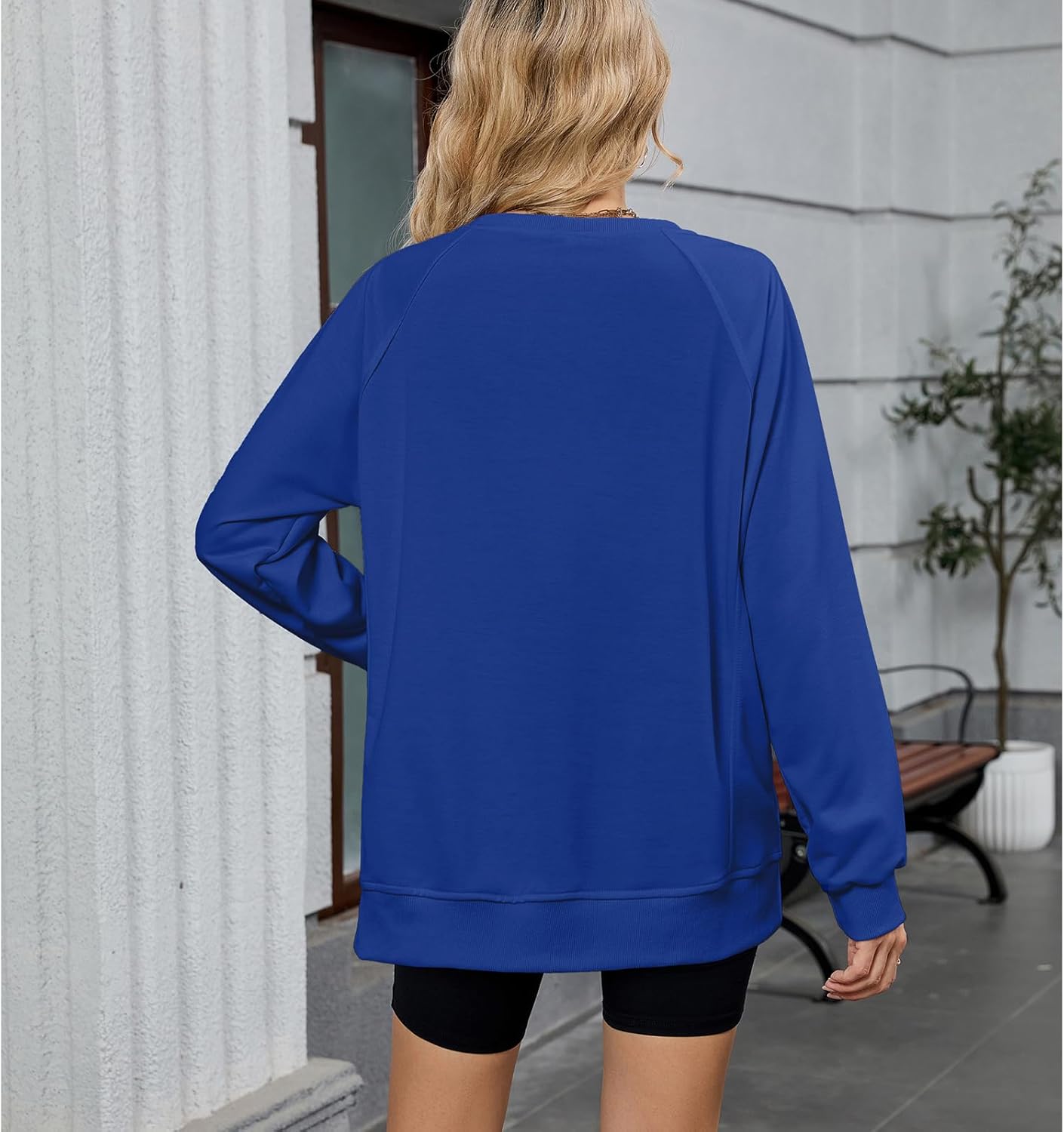 Blostirno Women's Casual Crewneck Sweatshirt Long Sleeve Classic Pullover Sweatshirts Loose Fit Tops - Image 4