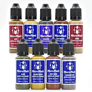 Micro-Mark Earthtones Acrylic Paint Set, Versatile Paint Set for Models, Miniatures, and Crafts