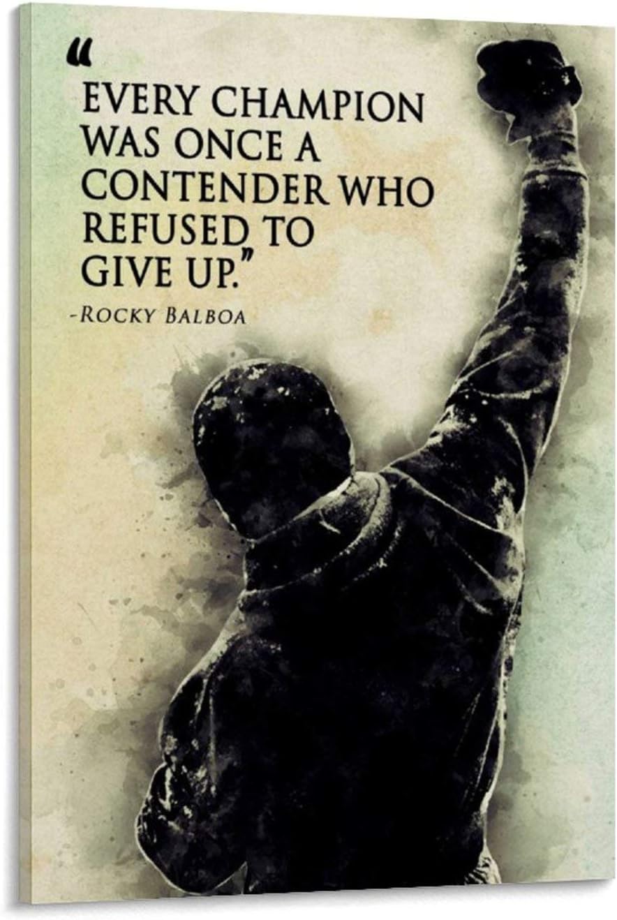 Kuguo Year End Annual Account Rocky Balboa Quotes Canvas Poster Art Wall Picture And