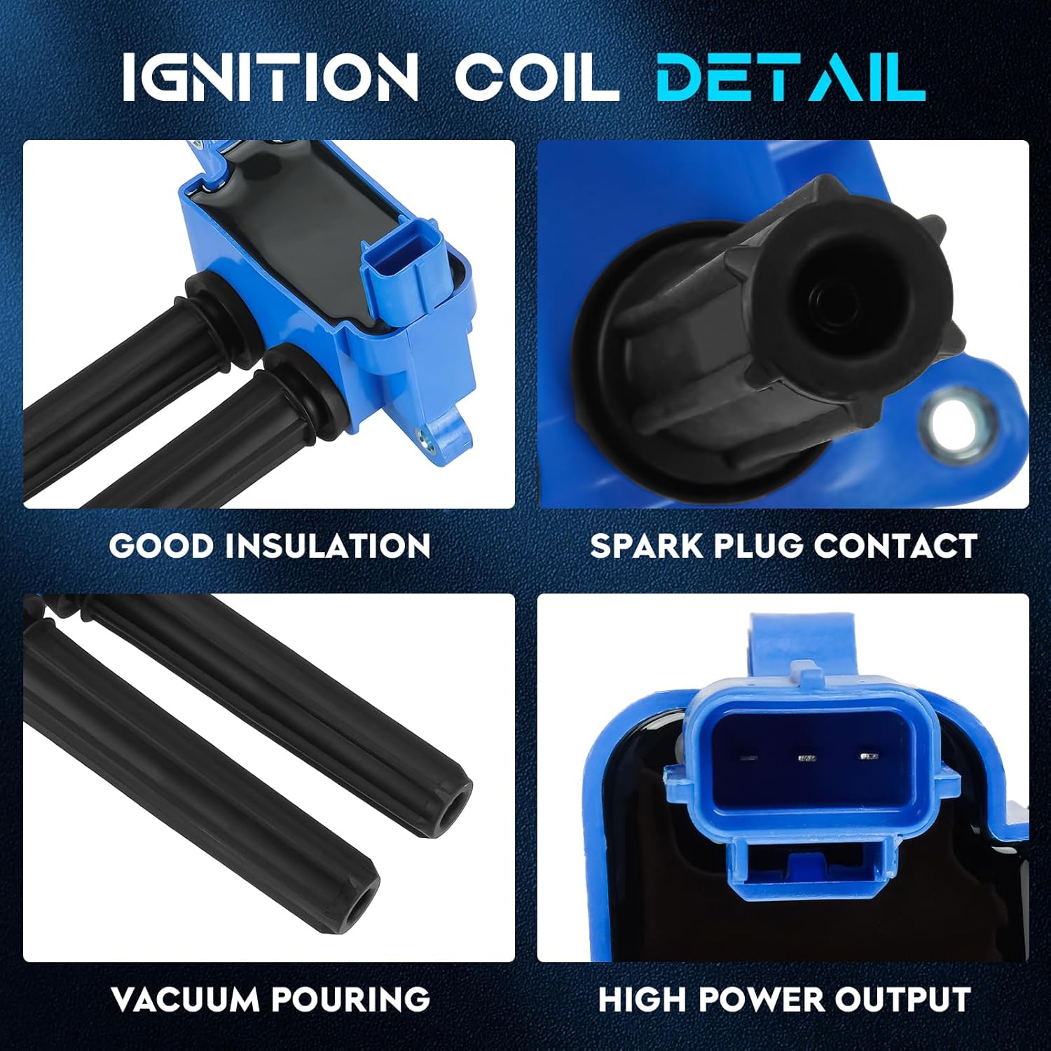 Blue Set of 8 Ignition Coil Pack Compatible with Dodge Challenger Charger Durango Magnum, Chrysler 300 Aspen, Jeep Grand Cherokee Commander, Ram 1500 2500 3500 Replace UF504 5C1569 CUF504