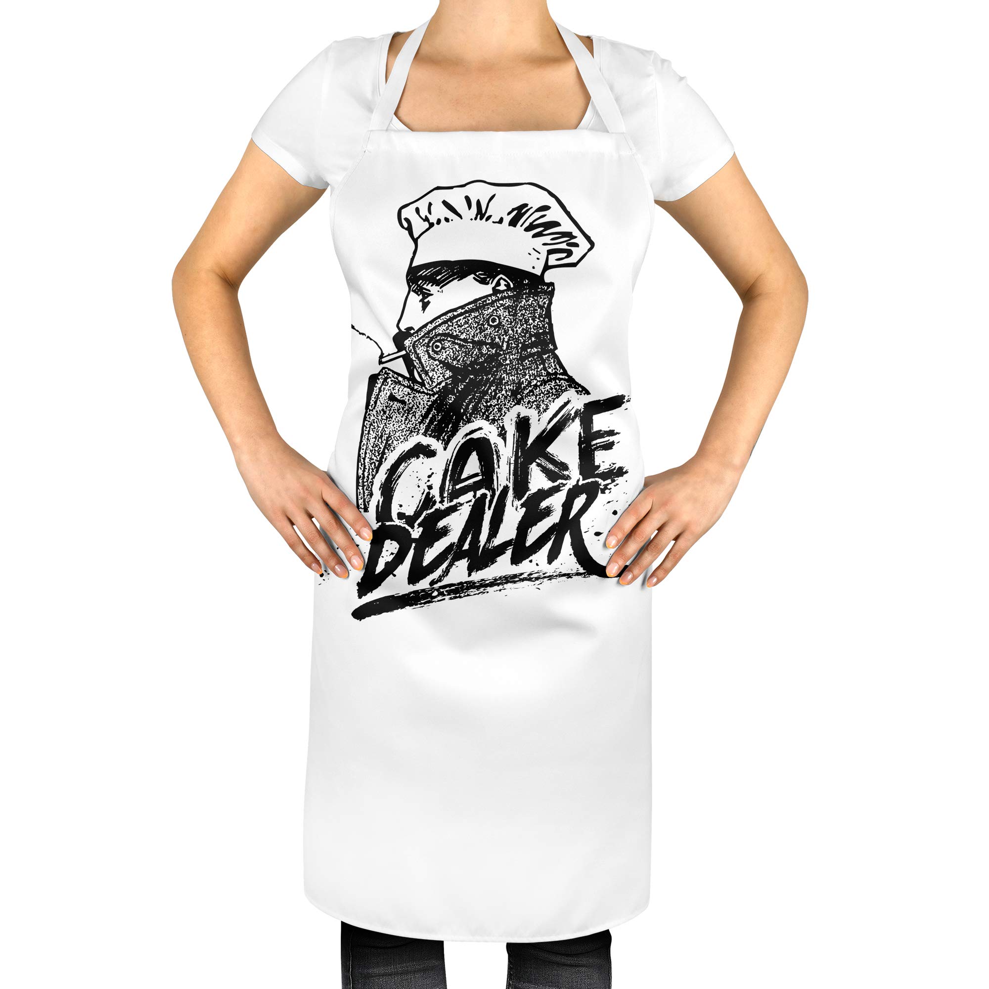 FunkyShirt Cake Dealer Apron - Funny Parody Gift Idea Catered To Suit Everyone - Allover Printed Sublimation Apron (One Size)