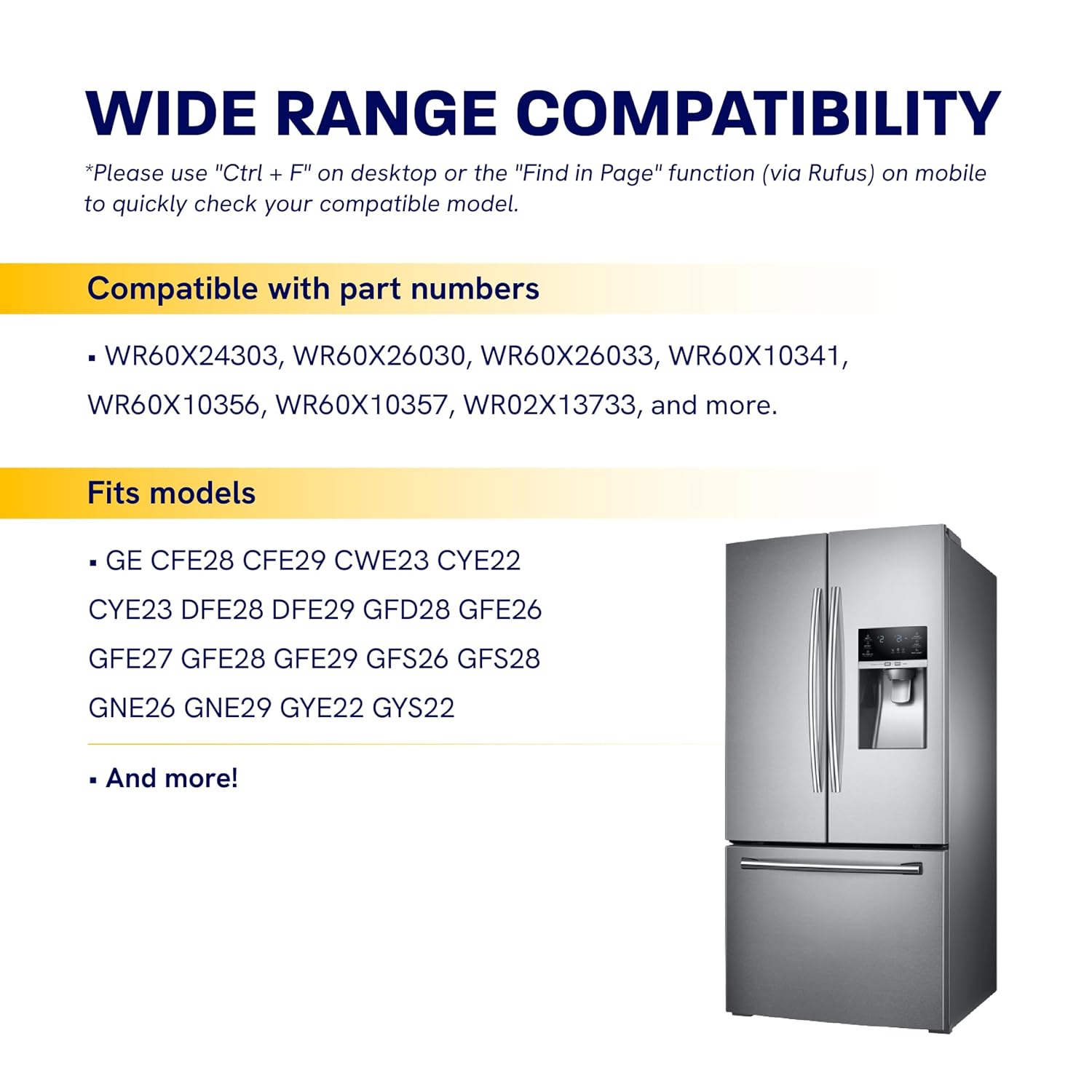 [Upgraded 2026] WR60X26866 Refrigerator Evaporator Fan Motor - Replacement for GE Refrigerators - Replaces WR60X26033, V80E14MS2A3-57A611, WR60X10341, WR60X10356, WR60X10357, WR60X24303, AP6278228