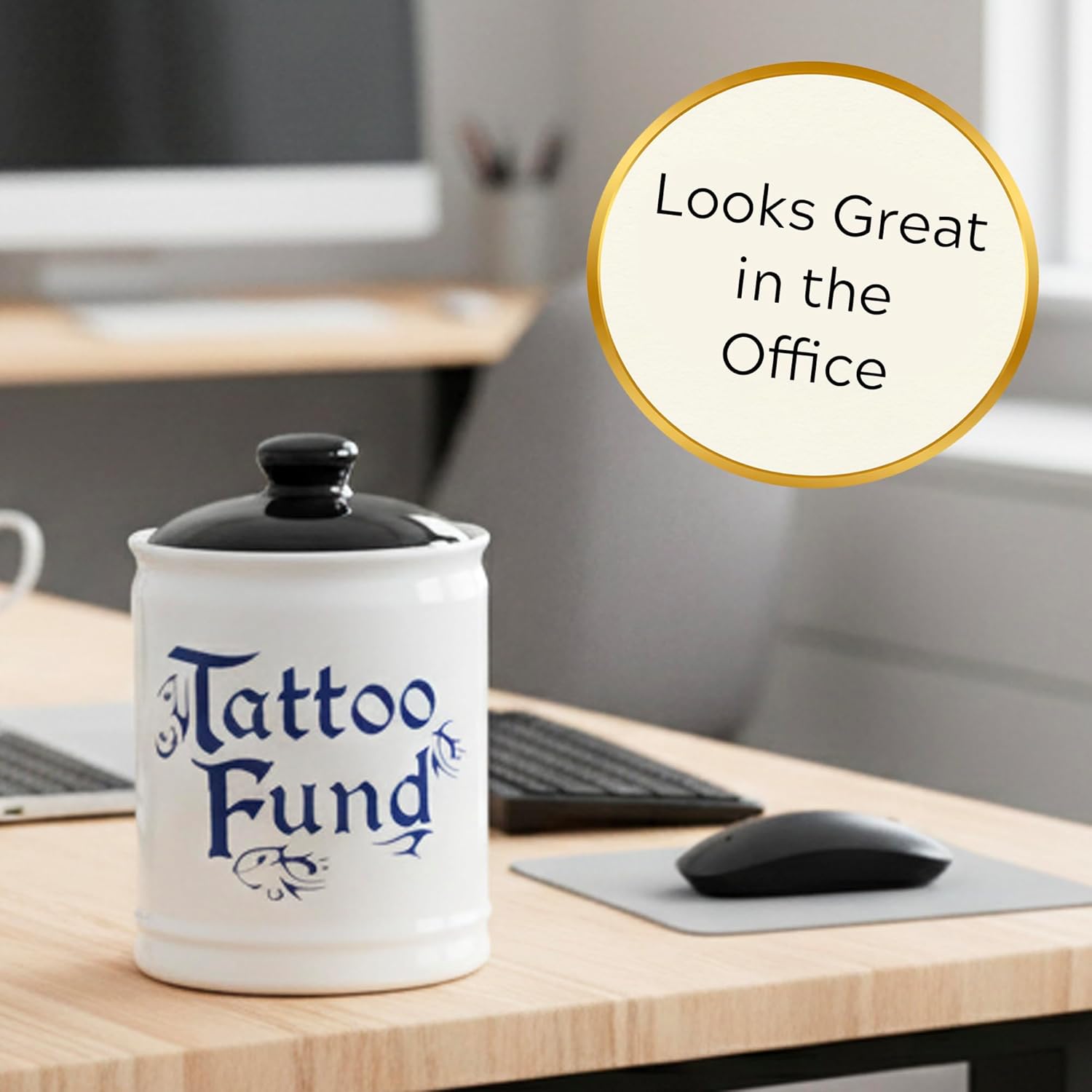 Cottage Creek Jars | Tattoo Fund Jar | Ceramic Tattoo Money Jar & Decorative Piggy Bank for Kitchen & Home Decor | Gifts for Women, Men, Dad, Artist, Girlfriend, Boyfriend