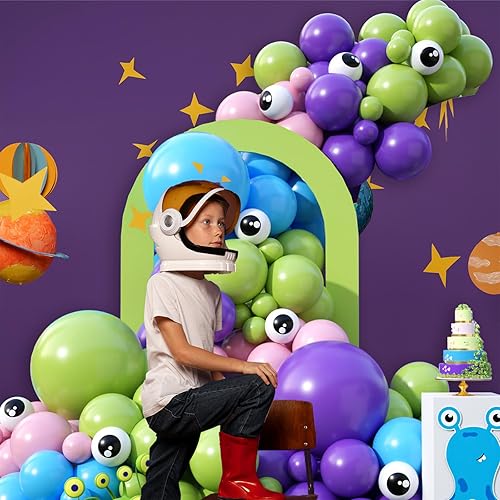 Miniatura 5 de Arco de globos de monstruo para decoraciones de fiesta de Monster Cartoon Inc, kit de arco de globos de Monsters Inc, arco de globos rosa, morado,