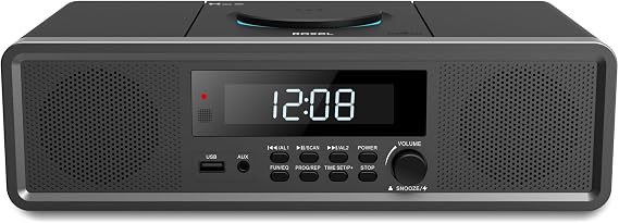 Roxel RCD-330BT All-in-One Compact Mini System with CD Player, USB Playback, FM Radio, BT Streaming, Headphone Jack and Wireless Phone Charging