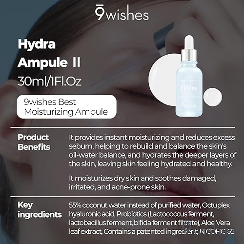 Miniatura 2 de 9wishes Hydra Ampolla Serum  Hidratante de larga duración durante 72 horas, 1.01 onzas líquidas, suero hidratante para cara con 8 capas de ácido