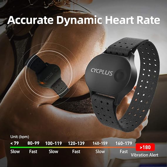 CYCPLUS Herzfrequenz-Gurt Wireless Herzfrequenzmesser, ANT+, Bluetooth,  Nachfolgemodell Wasserdichter Herzfrequenz-Sensor mit Armgurt : Sport \u0026  Freizeit