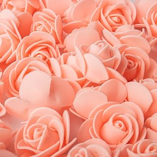 50 Pcs Small Artificial Foam Rose Flower Heads | Floral Craft Flowers for Navratri, Diwali, Karwa Chauth, Durga Puja, Pooja Thali, Wedding, Mandap & Home Decoration(Peach)
