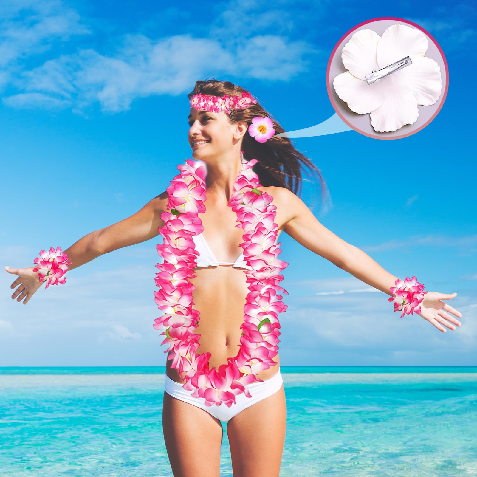 8 Corone Di Fiori Boho Hawaiane Con Nastro Regolabile – Copricapo Floreale Per Matrimonio, Damigella, Ragazze, Feste In Spiaggia E Festival