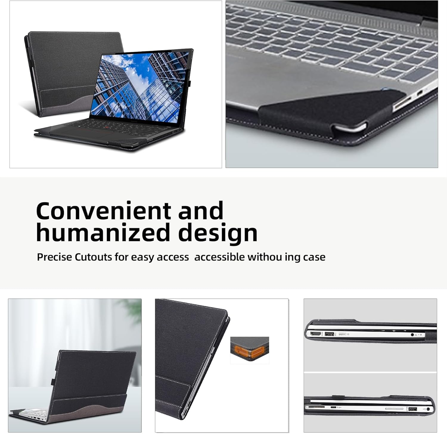 Laptop Cover for Lenovo ThinkPad P14s Gen 4 Gen 3 |ThinkPad P14s Gen 6 AMD (14″) (Not Suitable for Other Models) Mobile Sleeve Computer Bag Protective PU Leather Shell (Dark Gray)
