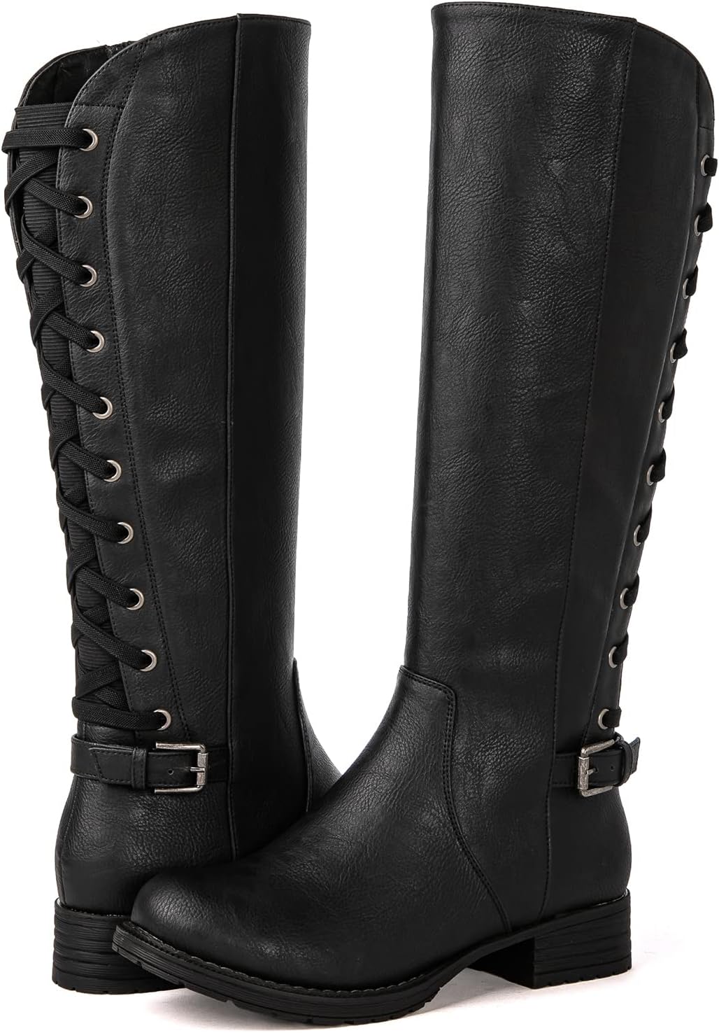 GLOBALWIN Women's Quilted Knee High Fashion Boots Strappy Boots For Women