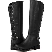 GLOBALWIN Womens Quilted Knee High Fashion Boots Strappy Boots For Women