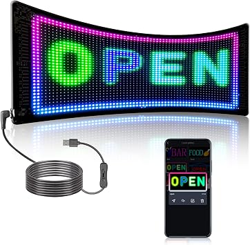 Leadleds 5V Bluetooth Programmable LED Matrix Panel, Flexible USB-Powered Scrolling Message Board with Custom Text & Animation, App Control for Advertising, Store, Bar, Car, Home Decor