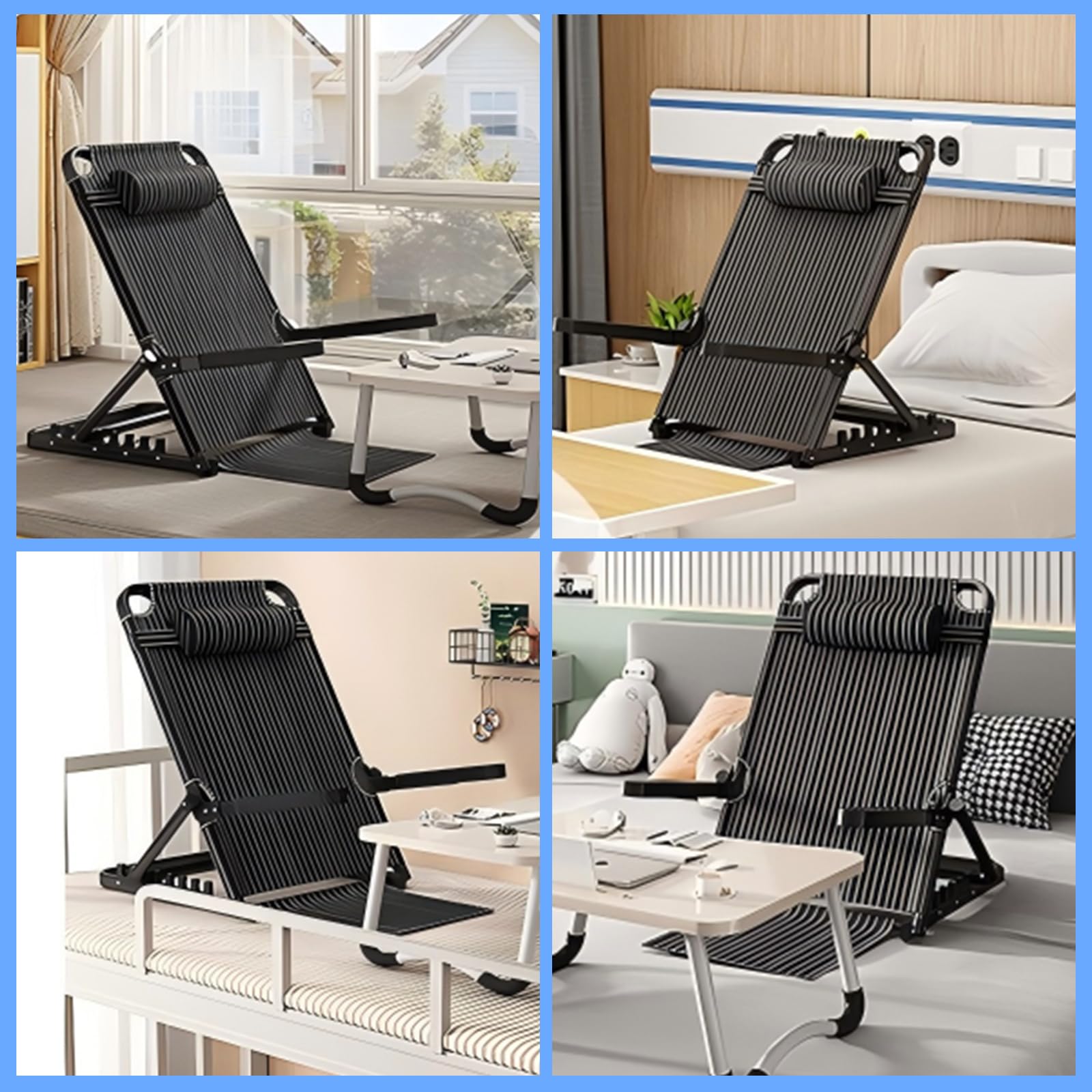 Dossier de lit matelas réglable à 7 positions,matelas de dossier d'appui-tête amovible,tapis de plage avec dossie,chaise longue de plage pliable,chaise de loisirs pour lire,allaiter et se reposer