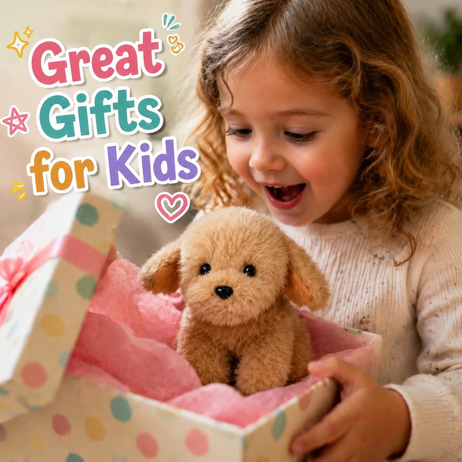 Sitting Dog Stuffed Animal Soft Dog Plush Toy, Golden image 4