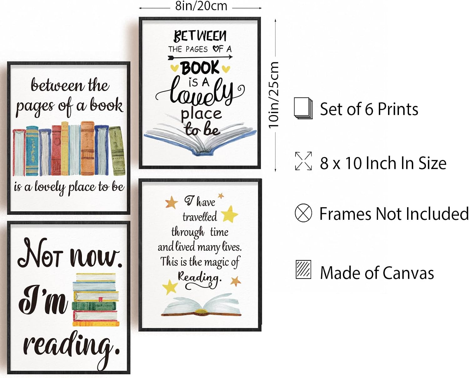 Set of 6 Reading Wall Art Prints