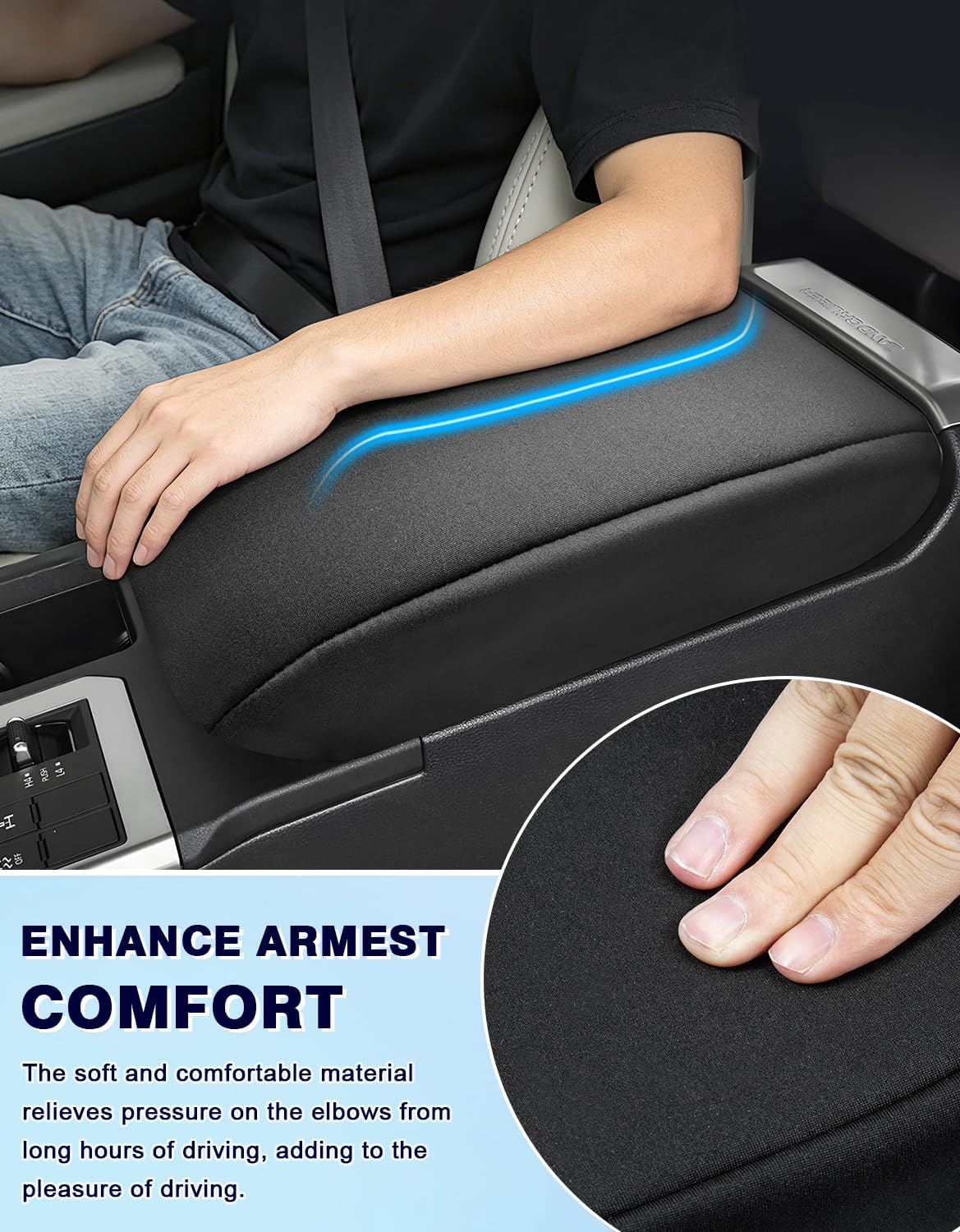 Armrest Cover Compatible with Toyota Land Cruiser Prado LC250 2024-2026, Neoprene Leather Center Console Cover, Anti-Scratch Protector for Seat Box, Prevent Wear and Tear
