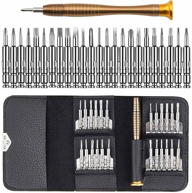 Gadgetking 25 Mini Precision Screwdriver Set Repair Mobiles Phones Laptops Watches for Glasses Torx Hex Star Watch in Case Interchangeable Small Tiny