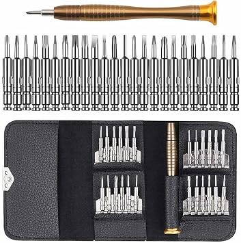 Gadgetking 25 Mini Precision Screwdriver Set Repair Cell Phones Laptops Watches for Glasses Torx Hexagonal Star Clock Replaceable Small Tiny