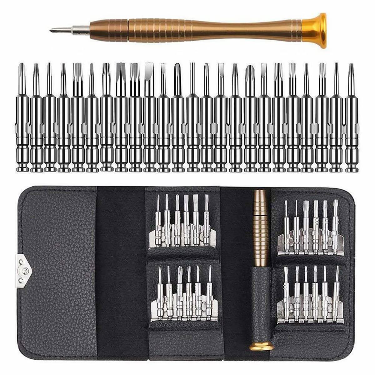 Gadgetking 25 Mini Precision Screwdriver Set Repair Mobiles Phones Laptops Watches for Glasses Torx Hex Star Watch in Case Interchangeable Small Tiny