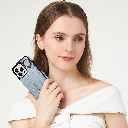 Miniatura 8 de Keallce Funda tipo cartera para iPhone 13 Pro de 6.1 pulgadas, con ranuras para tarjetas, soporte para anillos, funda protectora de piel sintética