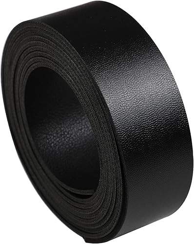 Miniatura 4 de Picheng Tira de cuero liso negro de doble cara de 72 pulgadas de largo (1 pulgada de ancho) muy adecuada para collares de mascotas, cuerdas de