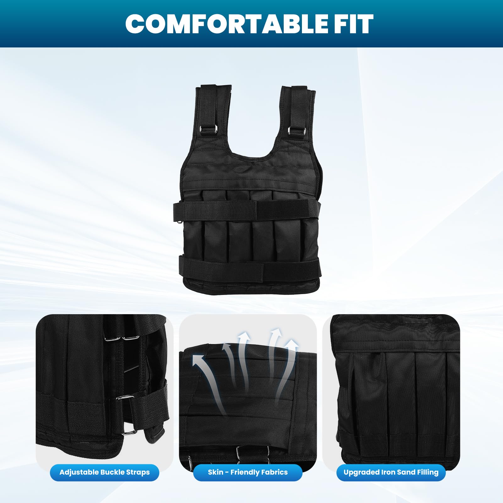 Gilet da Allenamento per La Forza con Pesi Regolabili - Gilet per Esercizi in Panno Oxford da 50 kg