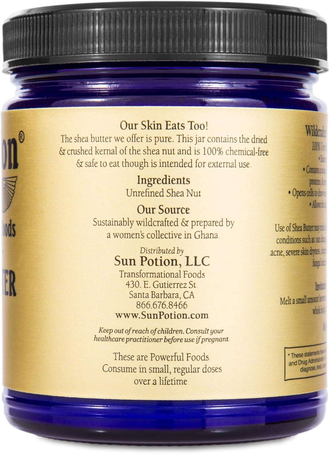 Sun Potion Unrefined Shea Butter Raw | 100% Pure Wildcrafted African Shea Nut Butter | Natural Moisturizer for Skin & Body | Non-GMO | No Added Fragrances | Chemical Free | 222g