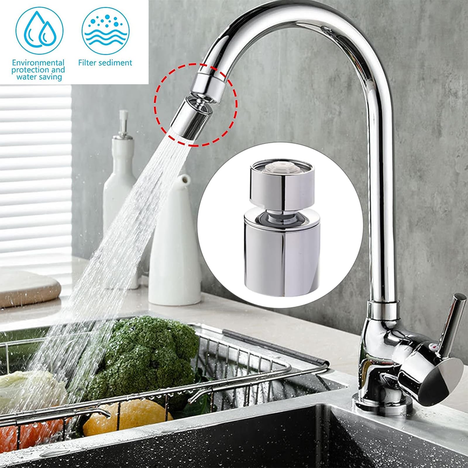 Beluchter Voor Kranen - Draaibaar 360 - Waterbesparende Beluchter Voor Keuken En Badkamer Geschikt Voor Kraan Met M22 Buitendraad Of M24 Binnendraad