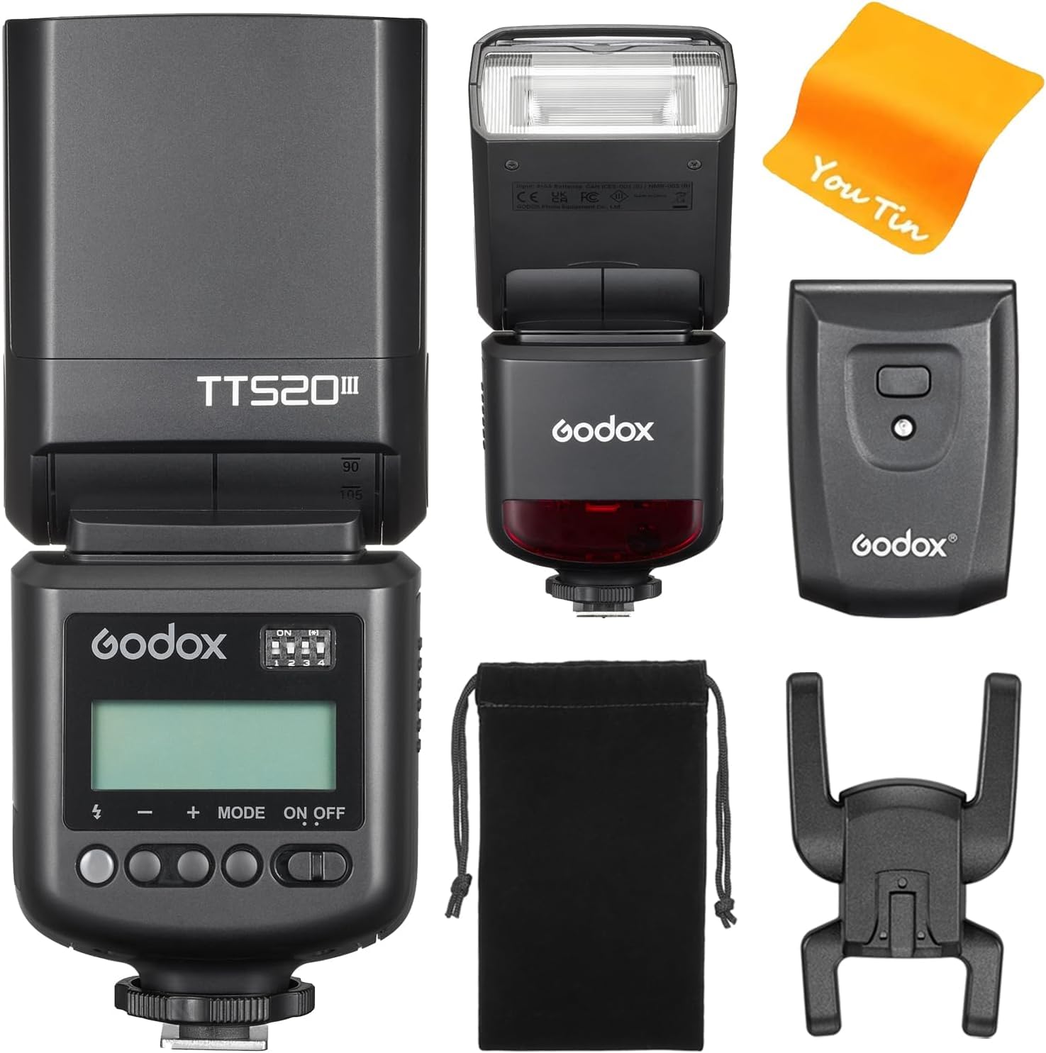 GODOX TT520III Kamerablitz Speedlite mit RT-16 Werfer, 433MHz Wireless Flash GN33 S1/S2 Optische Steuerung, Single Contact Hot Shoe Design, Batteriebetrieb, Kompatibel für Kameras