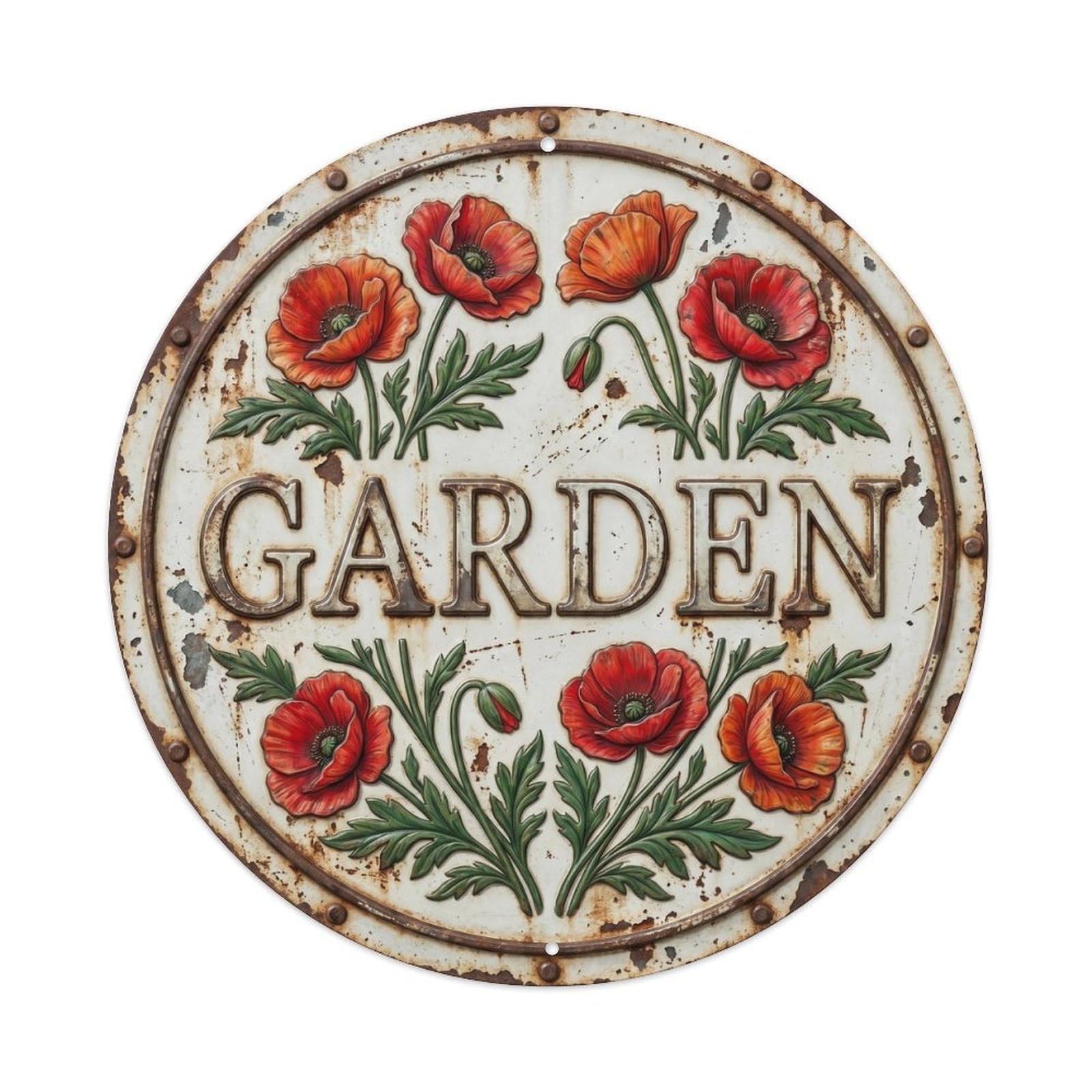 Botanical Floral Outdoor Label Garden Poppy Metal Tin Sign