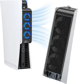KIWIHOME PS5用 冷却ファン 2020モデル 静音クーラー 自動速度調整 USB3.0対応 | PS5 ディスク版／デジタル版（2020年モデル）対応 サイドパネルにラインなし 、PS5 Slim 2023年モデル・PS5 Pro 2024年モデル非対応 Black/White