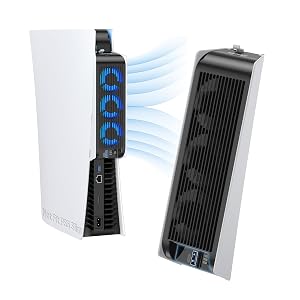 KIWIHOME Cooling Fan for PS5 Accessories Upgraded Quiet Cooler Fan with Auto Speed Controller USB3 0 Port LED